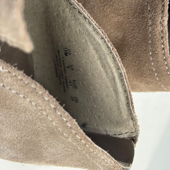 Fergie Carmin Womens Size 11M Tan Suede Leather Ankle Boots Zip Back Heel Shoes - Picture 11 of 15